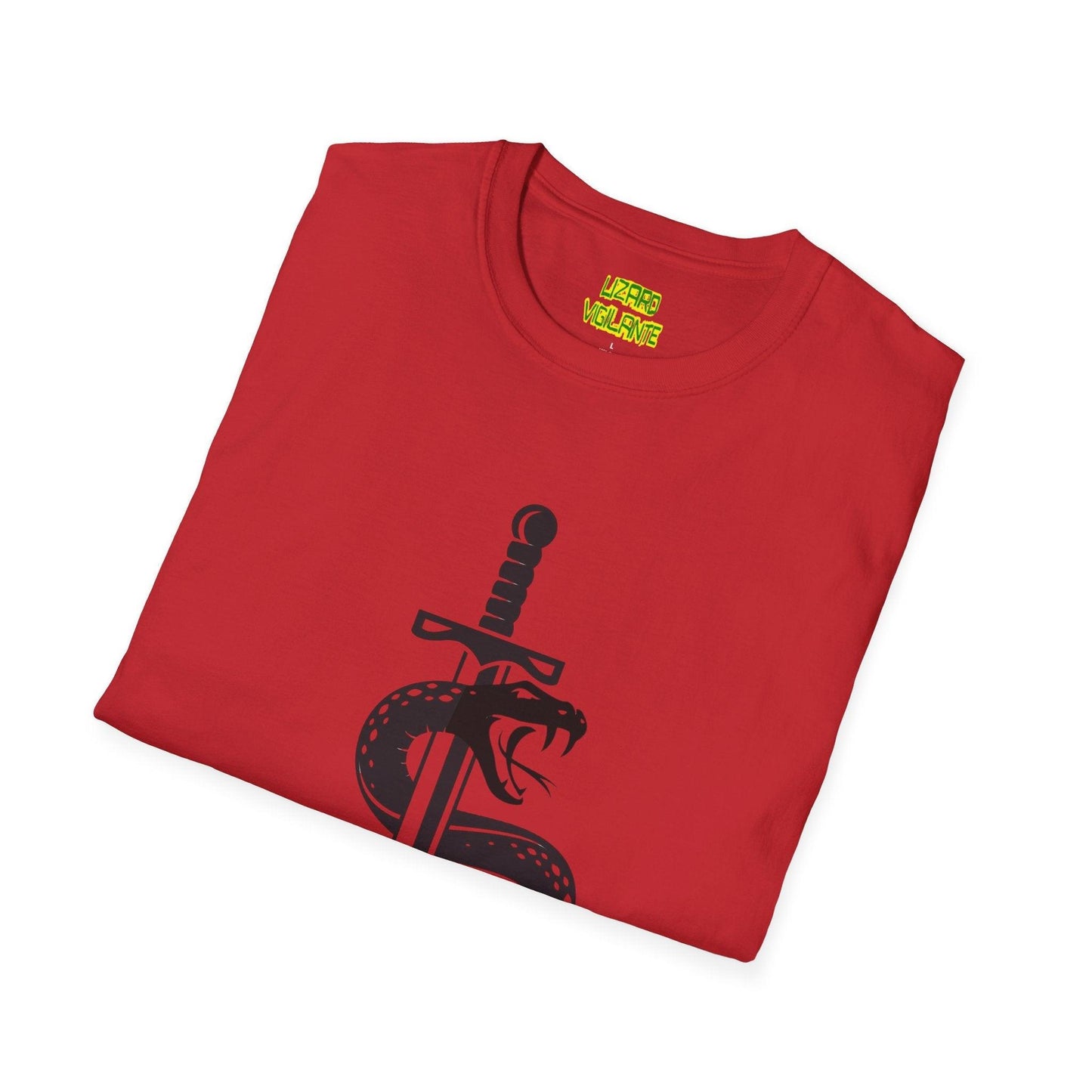 Snake-Wrapped Sword Unisex Softstyle T-Shirt - Lizard Vigilante