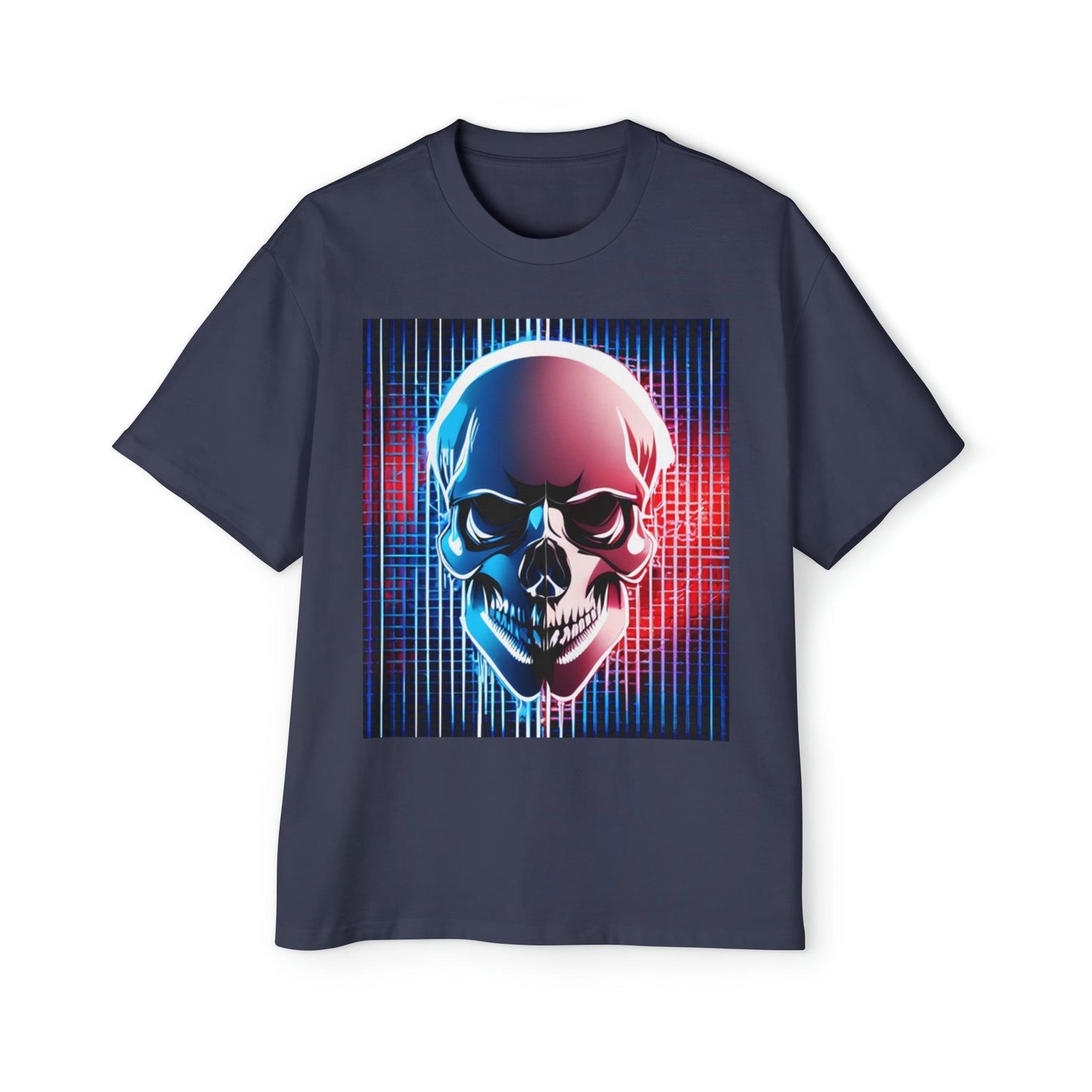 Grid Skull Men's Heavy Oversized Tee - Lizard Vigilante