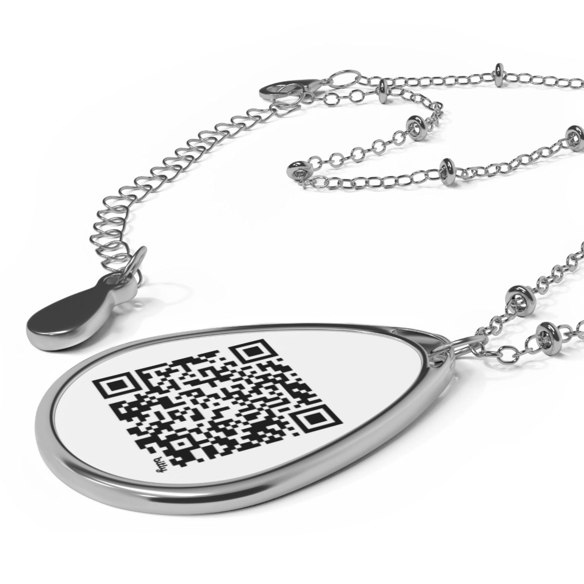 QR Code Oval Necklace - LizardVigilante.com QR Coded - Lizard Vigilante