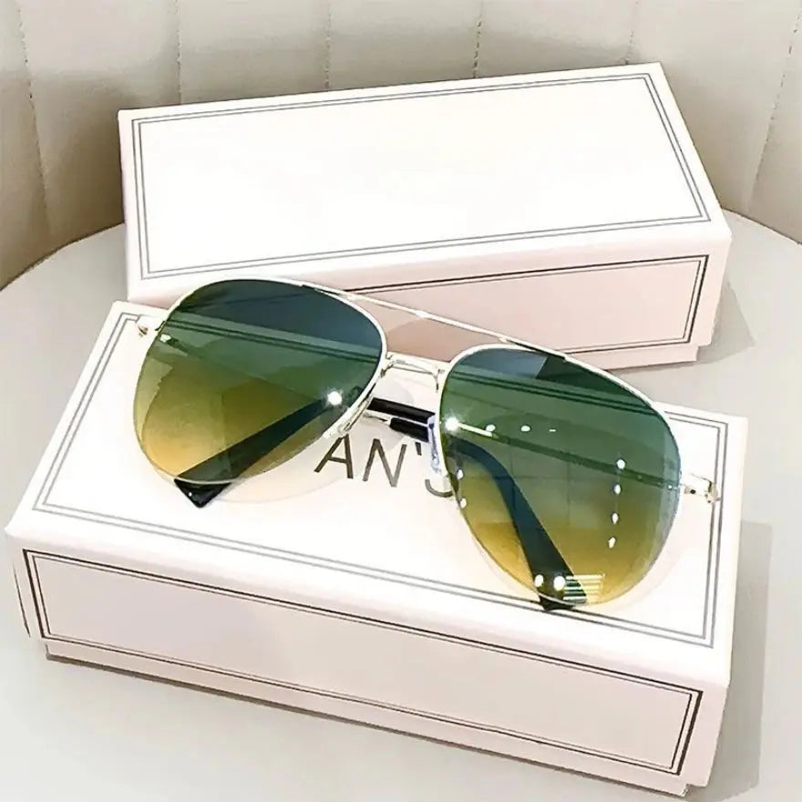 Aviator Sunglasses for Men & Women Fashion Gradient Big Frame Pilot Unisex Sun Glasses Design Anti-Reflective Lunette De Soleil Homme UV400 (No Box) - Premium sunglasses from Lizard Vigilante - Just $23.99! Shop now at Lizard Vigilante