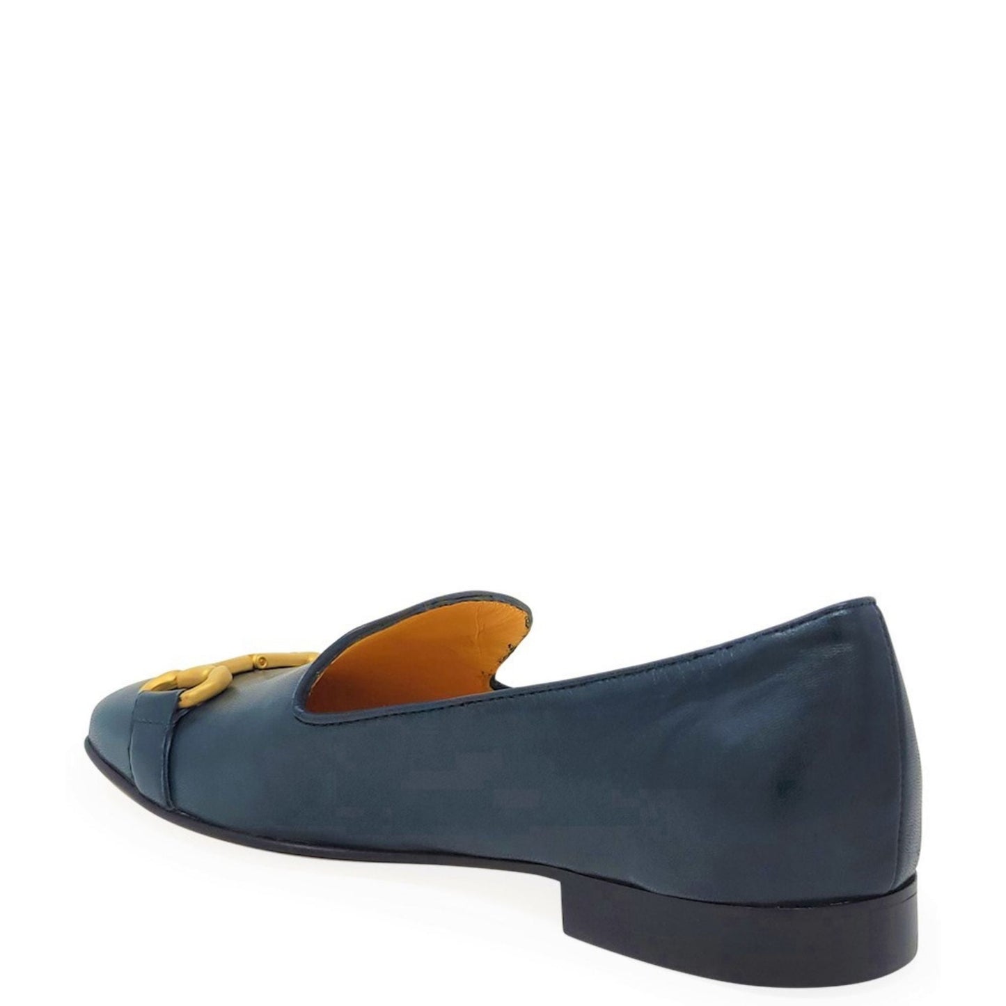 Teal Leather Square Toe Loafer