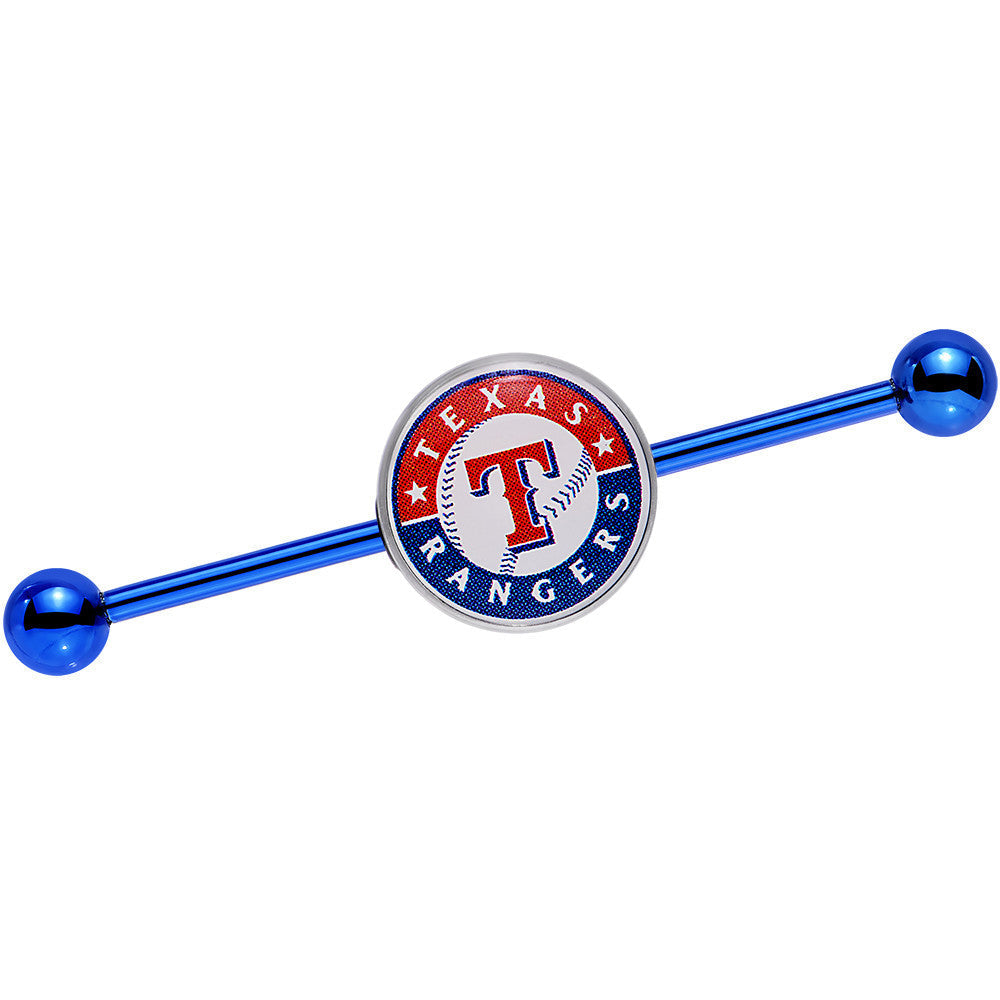 Licensed MLB Blue Anodized Texas Rangers Industrial Barbell 38mm