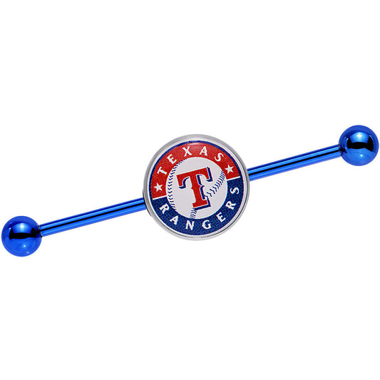 Licensed MLB Blue Anodized Texas Rangers Industrial Barbell 38mm