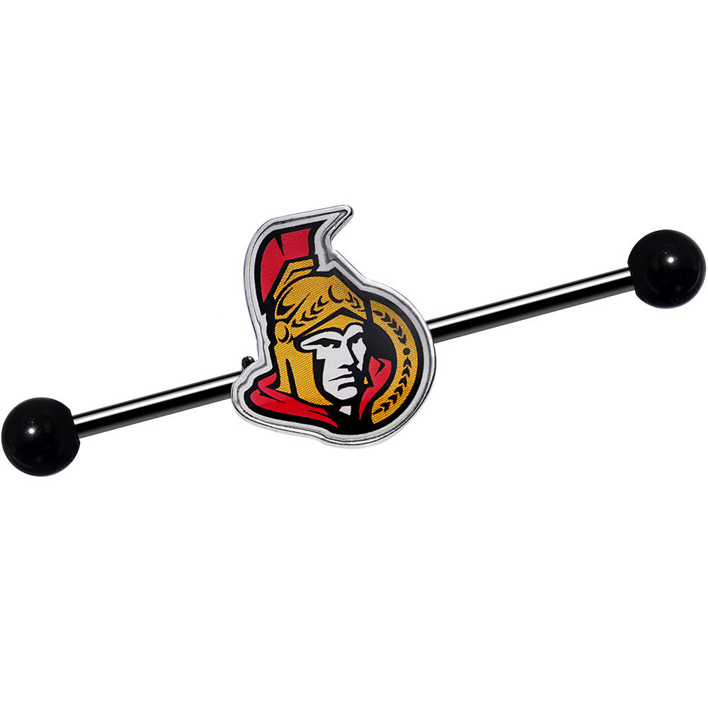 Licensed NHL Black Anodized Ottawa Senators Industrial Barbell 38mm