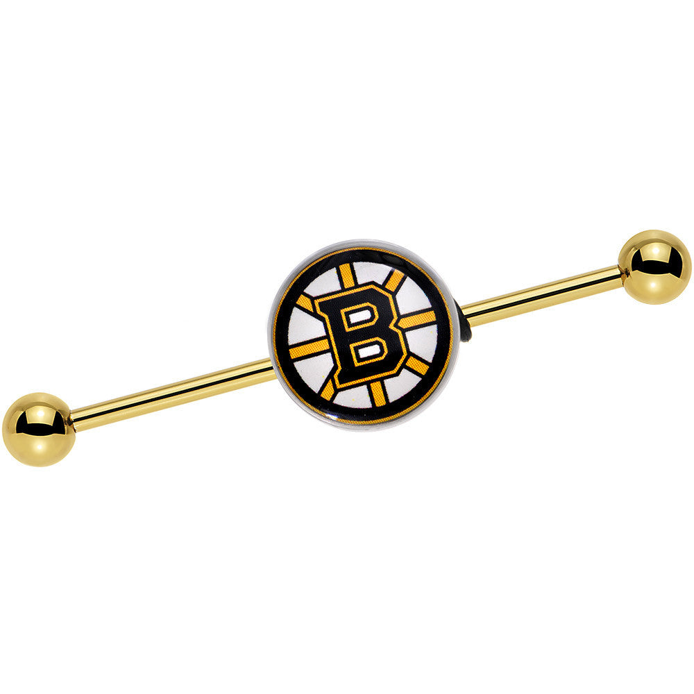 Licensed NHL Gold Anodized Boston Bruins Industrial Barbell 38mm