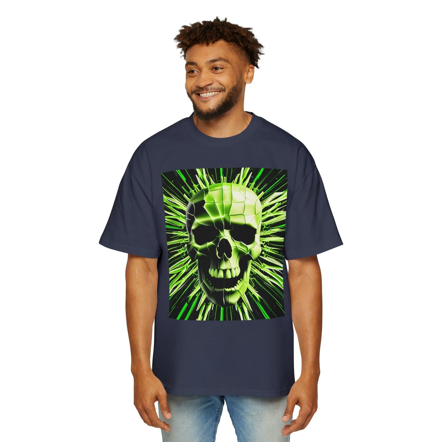 Skull Cracks Men's Heavy Oversized Tee - Lizard Vigilante