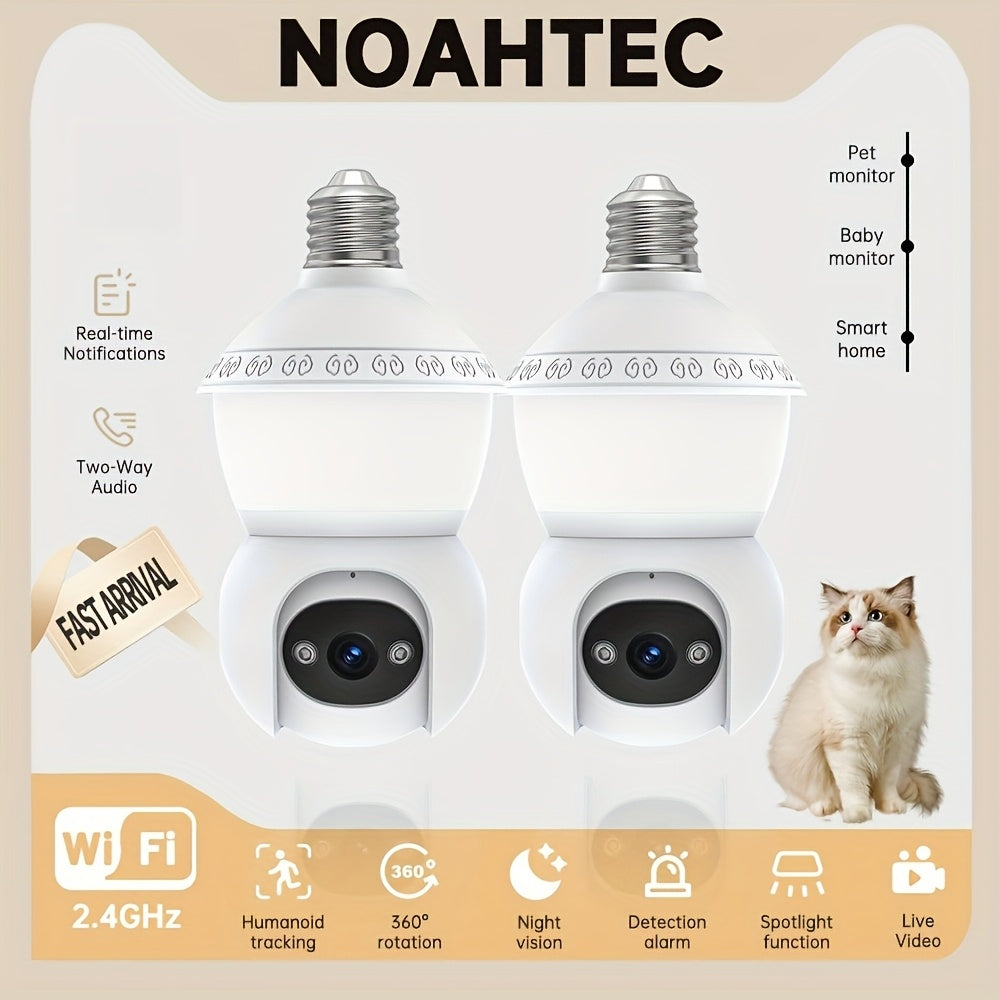 4MP Light Bulb Security Camera | 5G2.4G HD Camera | Wireless | 360-degree Night Vision, AI Body Detection, Two-way Calls, Continuous Recording