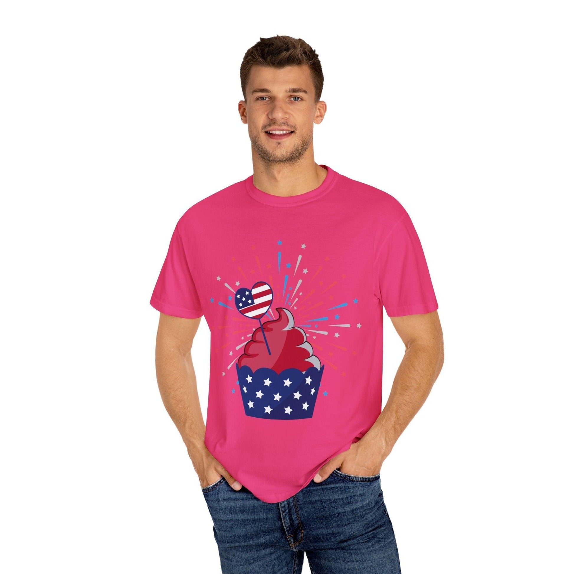 July 4th Cupcake Unisex Garment-Dyed T-shirt - Lizard Vigilante