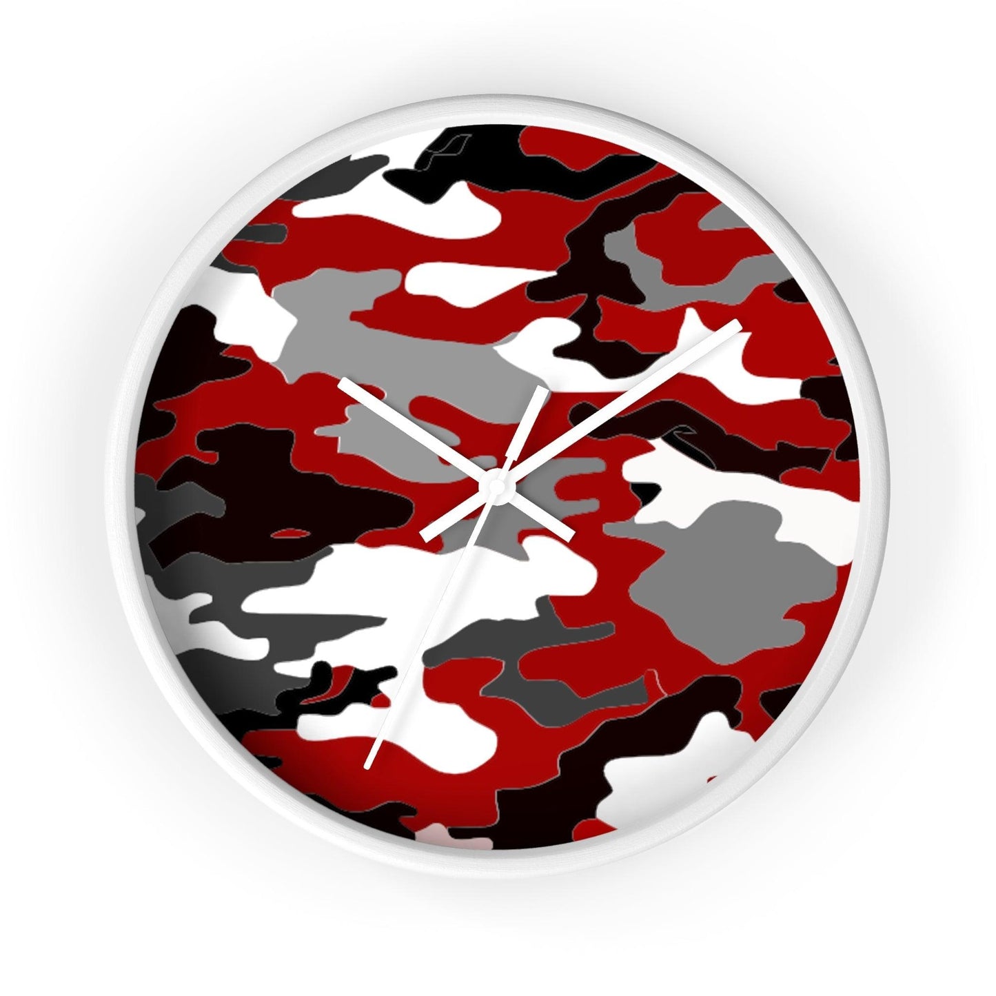 Red Black White Camo Wall Clock - Lizard Vigilante