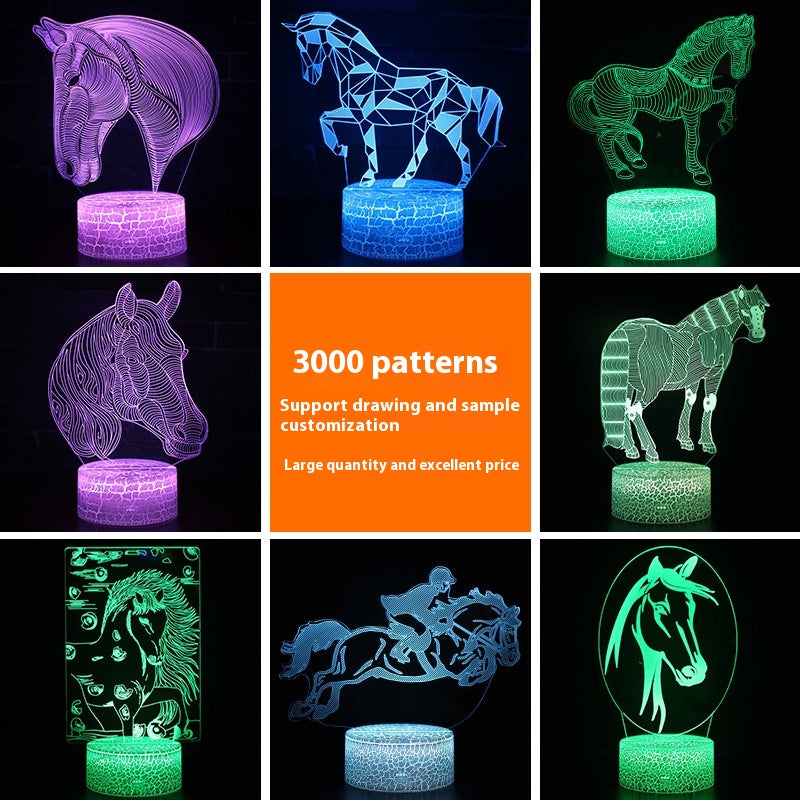 Horse Head Series Colorful Touch Remote Control 3D Table Lamp