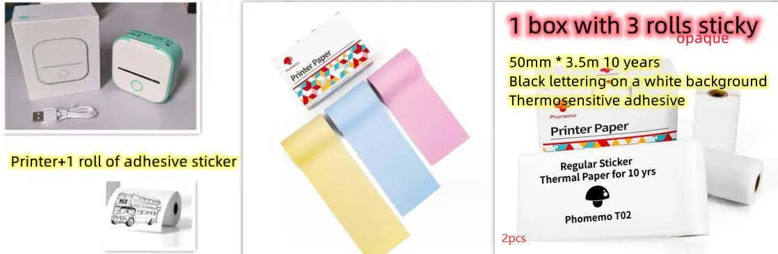 Portable Mini Printer for Students and Hobbyists, Bluetooth Thermal Label Printer