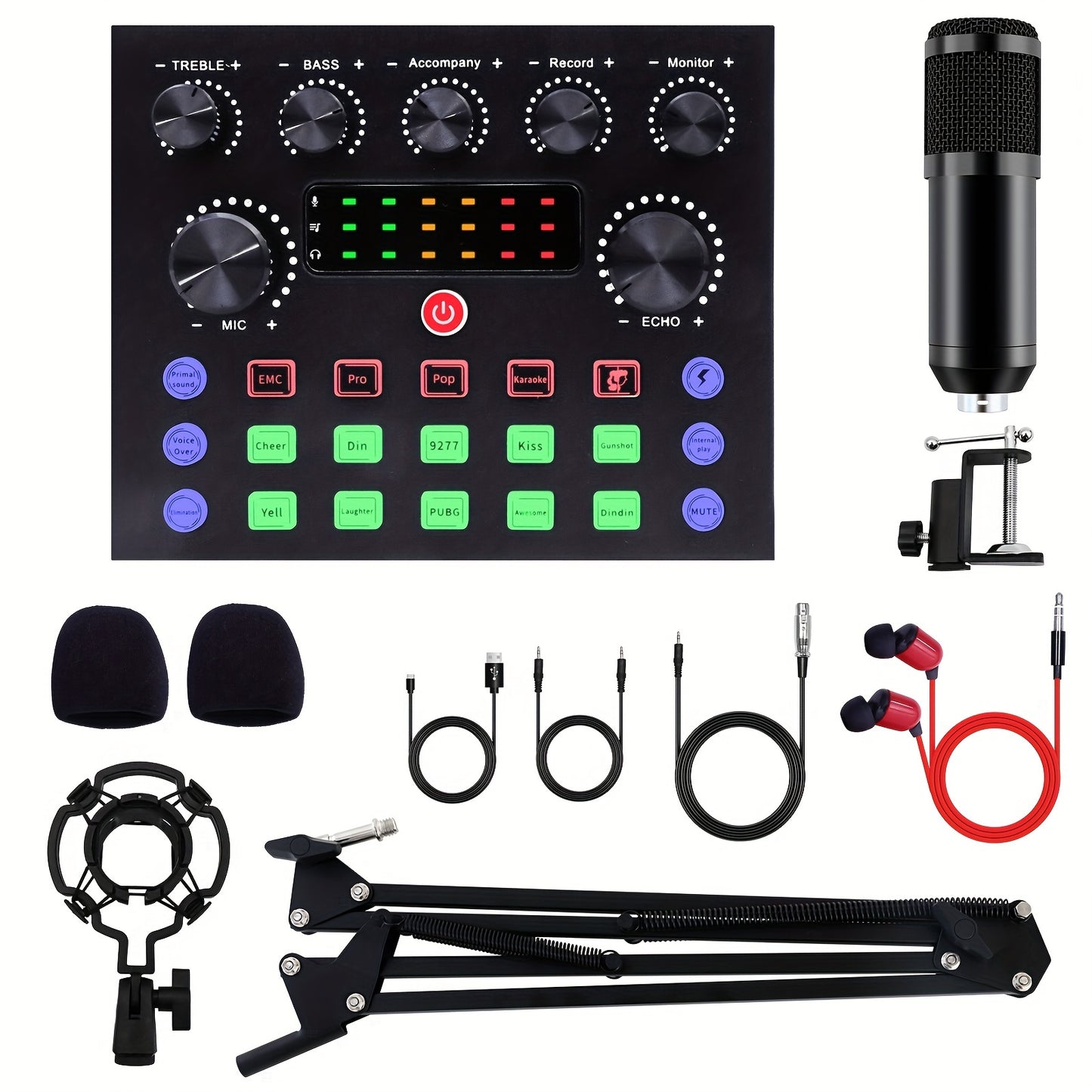 Home Studio Recording Kit Podcast Music Mixer Equipment Condenser Microphone Set - Premium  from Lizard Vigilante - Just $48.99! Shop now at Lizard Vigilante