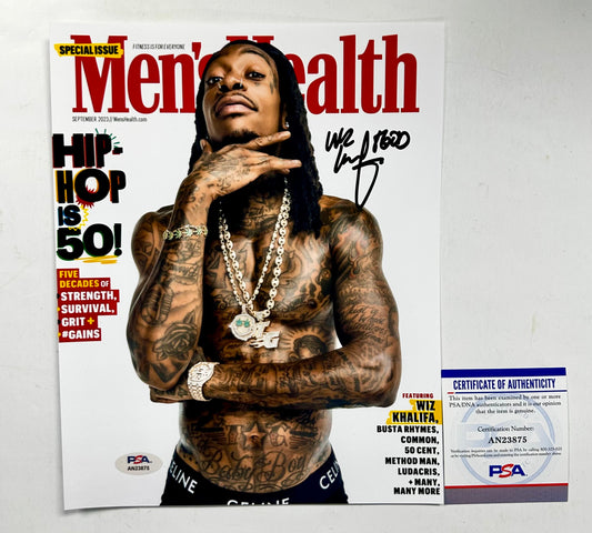 Rapper Wiz Khalifa Signed Mens Health 50 Years of Hip Hop 8x10 Photo With PSA/DNA COA
