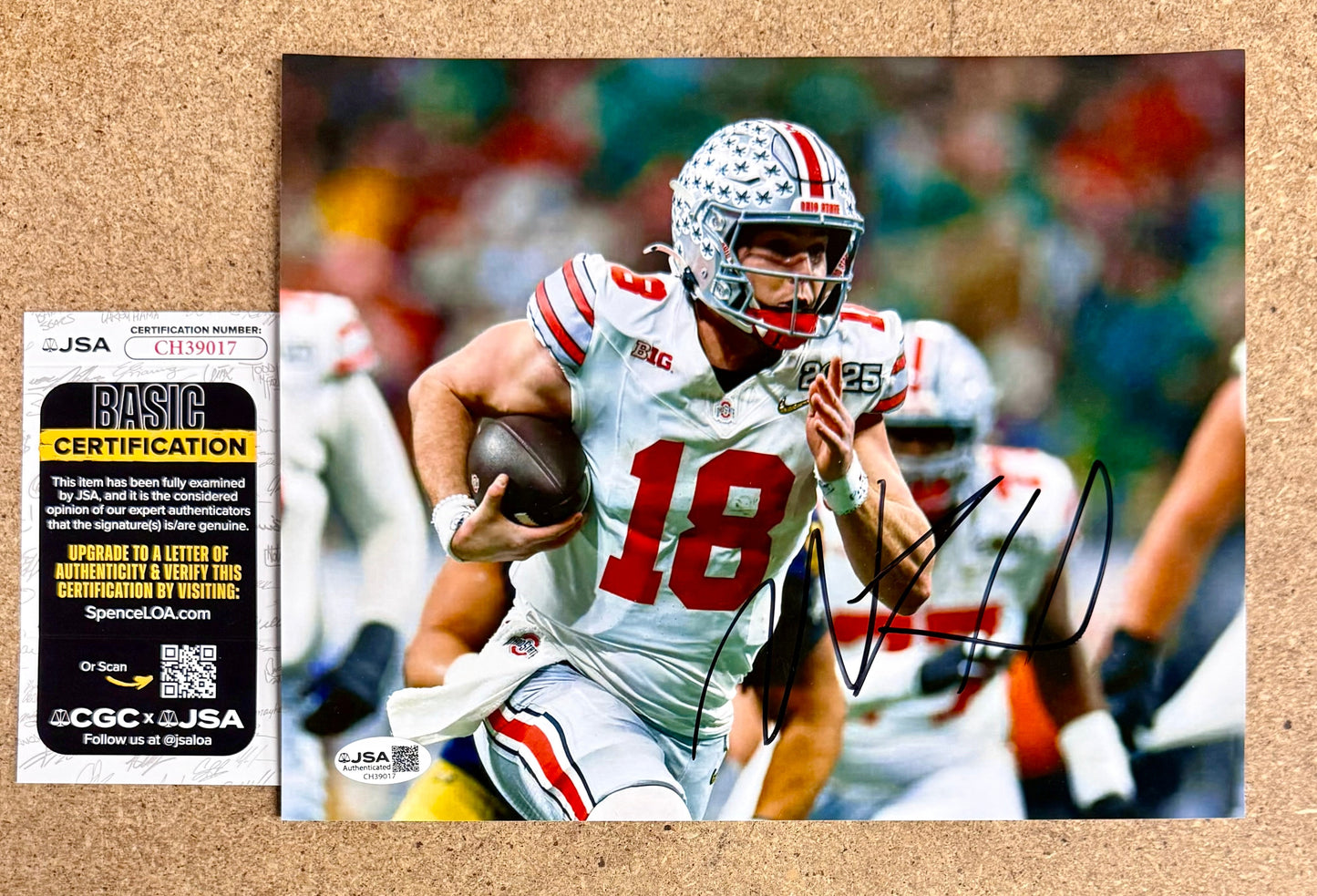 Will Howard National Champ 2025 QB Signed Ohio State 8X10 Photo With JSA COA