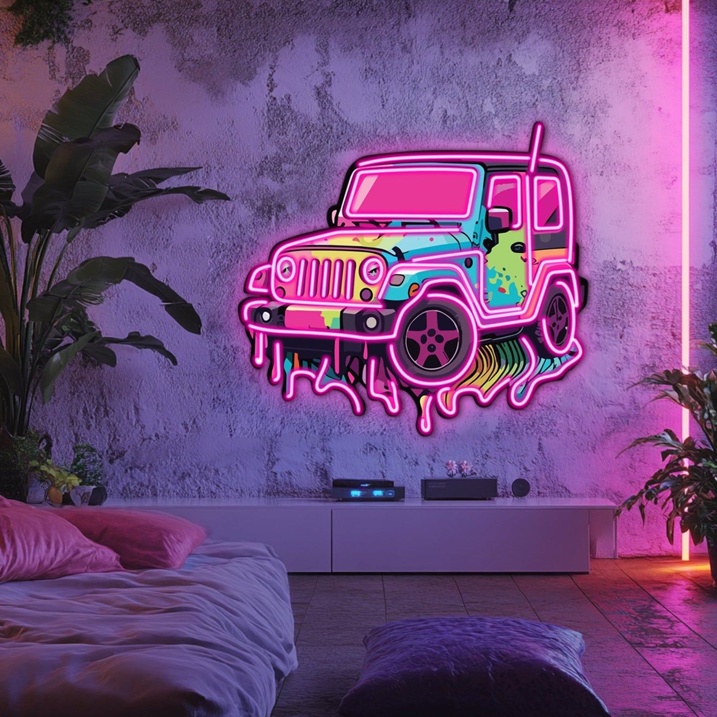 UV Printed Jeep Neon Wall Art- LV0078