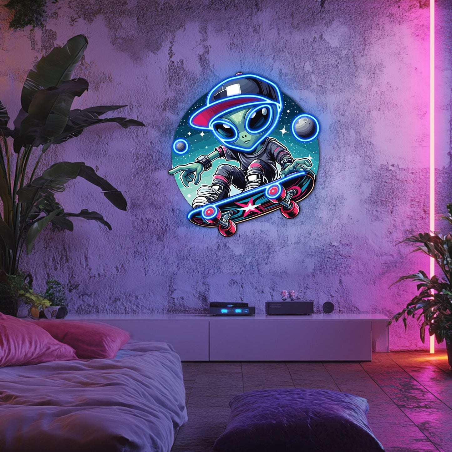 UV Printed Alien Neon Wall Art- LV0082