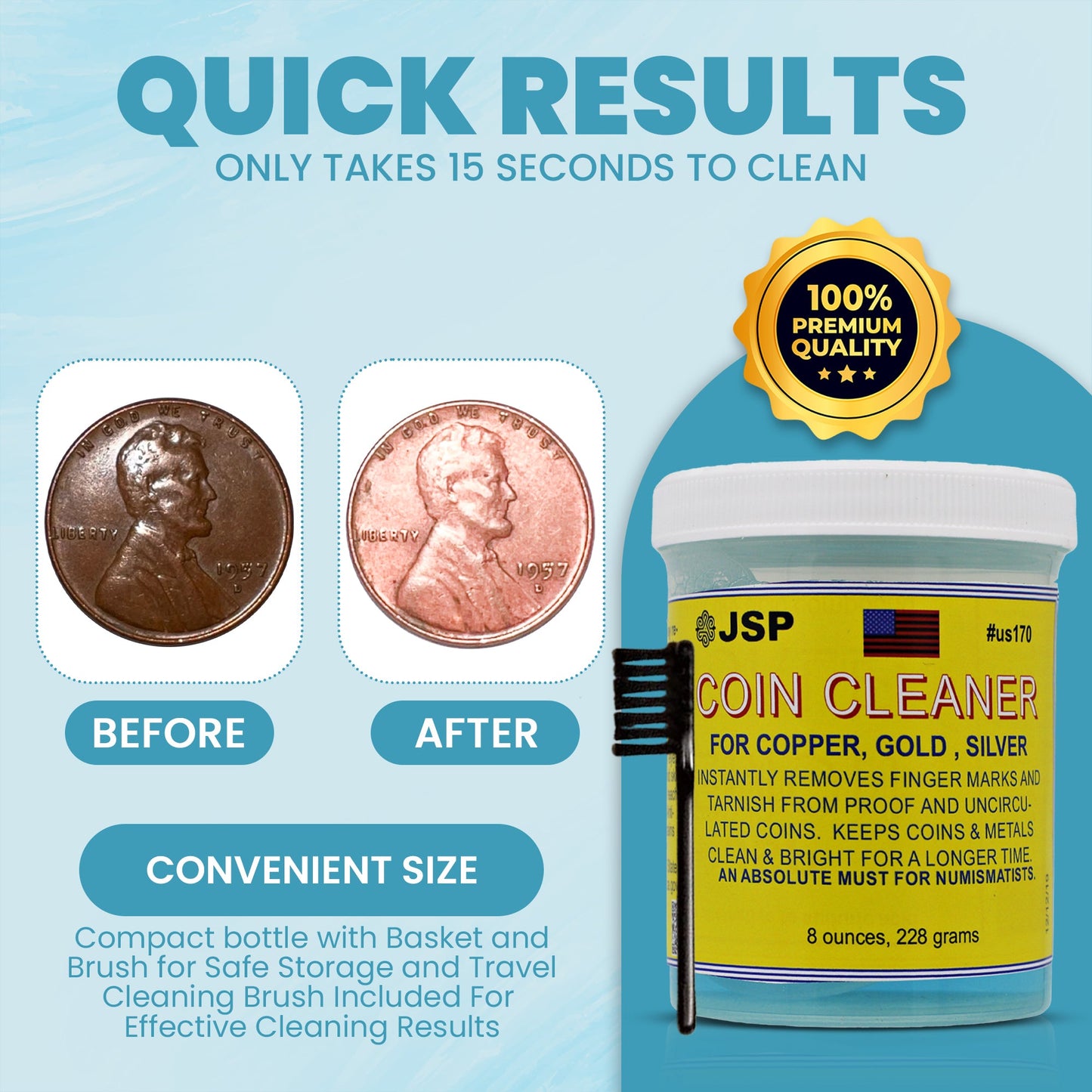 JSP Super Coin Cleaner and Duller For Silver, Gold, Bars, Proofs, Copper, and other precious metals