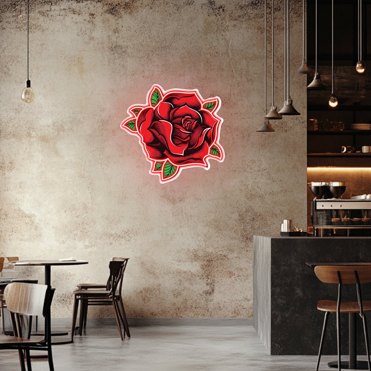 UV Printed Rose Neon Wall Art- LV0015