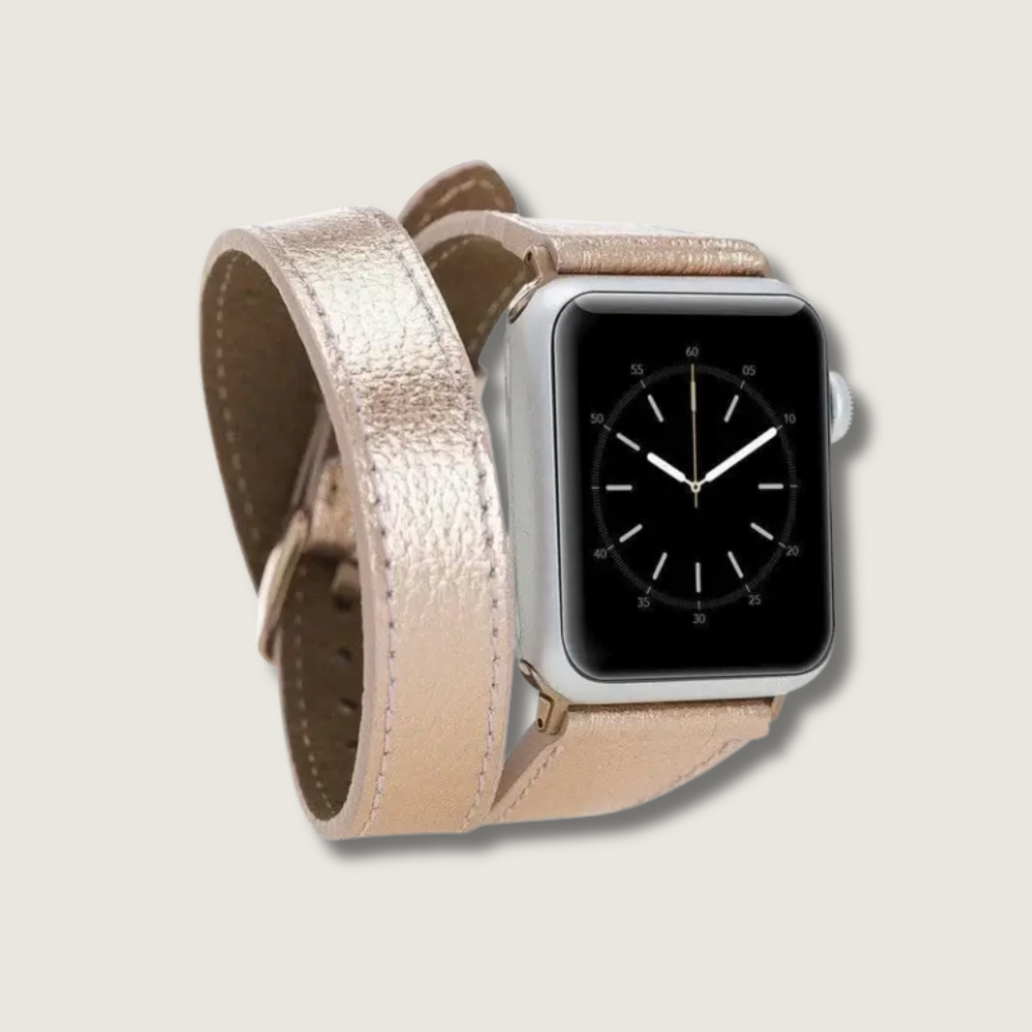Luxury Double Wrap Rose Gold Leather Apple Watch Band - San Diego