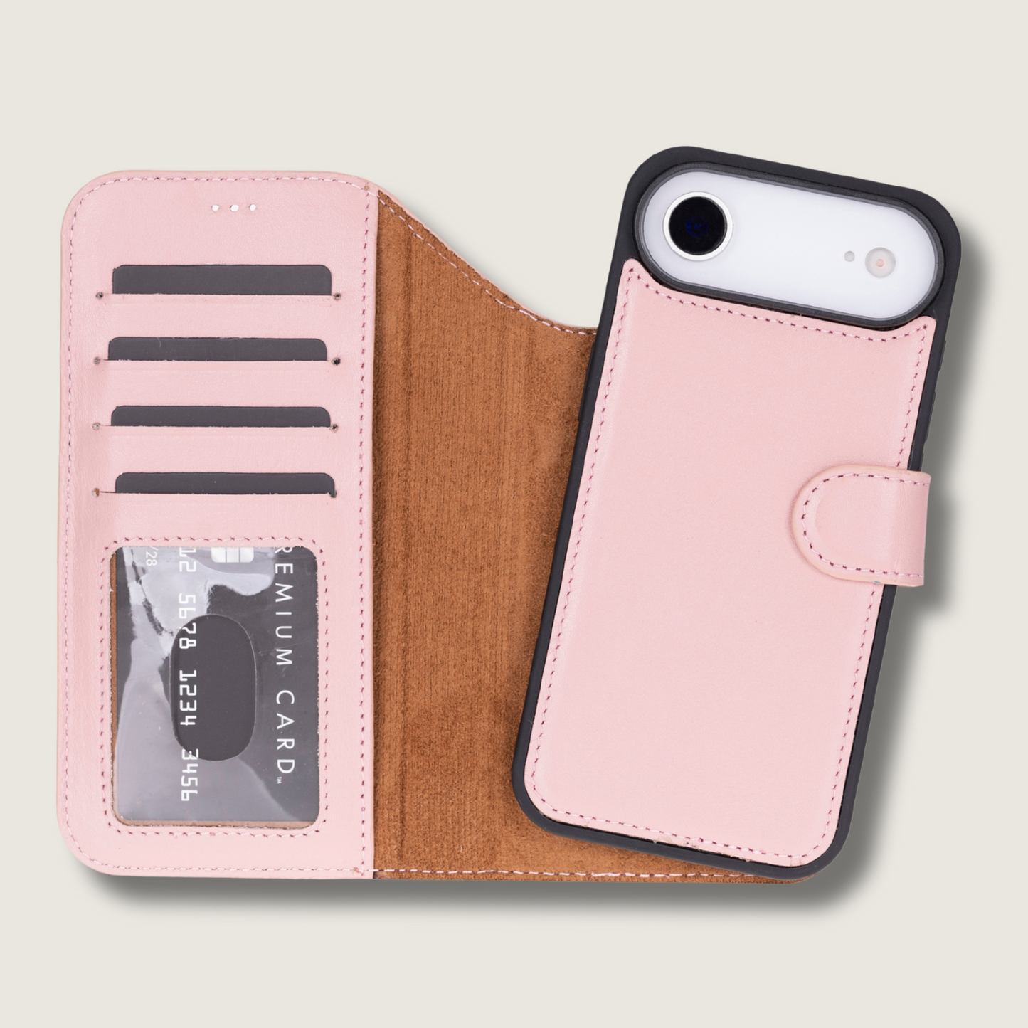 Premium Leather iPhone Air Wallet Case – Pink - Austin