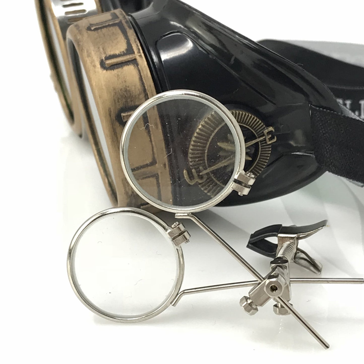 Steampunk Goggles with magnifying loupes green lenses