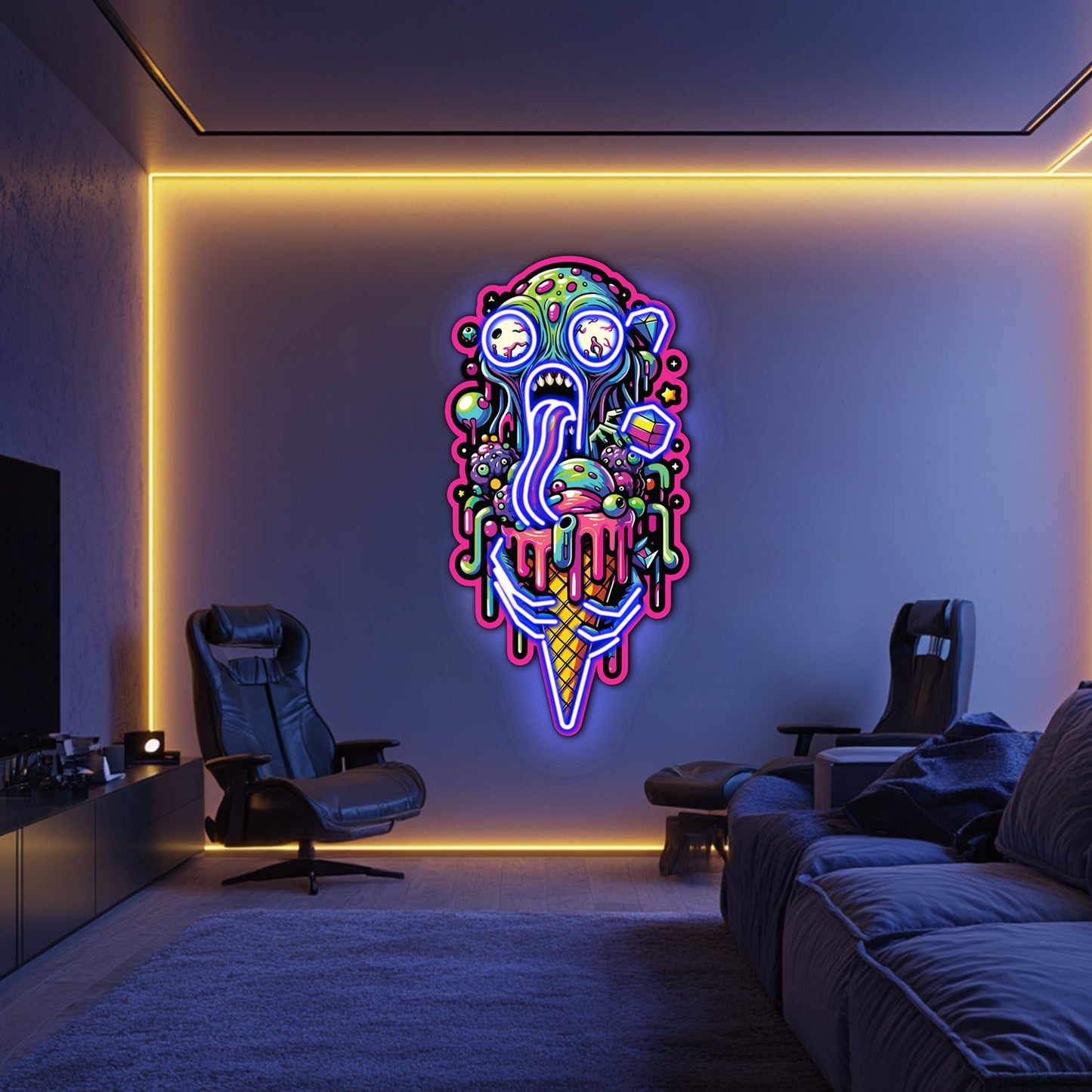 UV Printed Zombie Ice Cream Neon Wall Art- LV0060