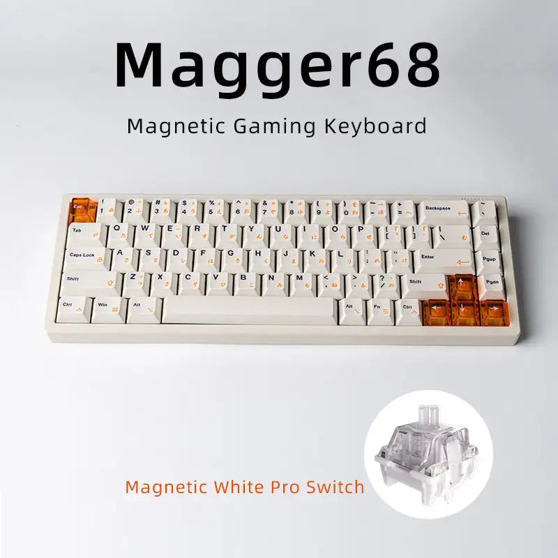 Magnetic White Porcelain Jade 68 Key Aluminum Tuo Keyboard