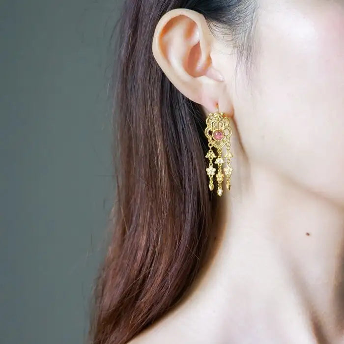 Bat Tassel Earring Girl New Chinese Blue And White Carving