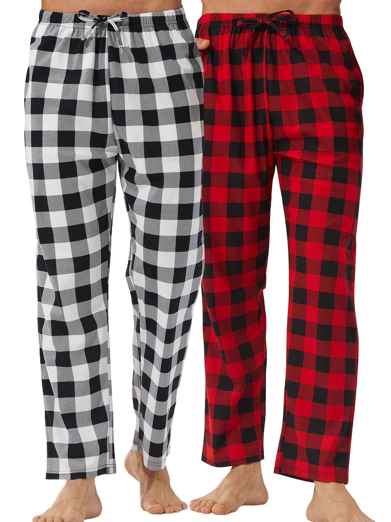 LANBAOSI Men's Plaid Print Sleep Pants – 2/3-Pack Casual Drawstring Waist Lounge Pants, Slight Stretch, Knit Fabric Regular Fit for Spring/Fall - Premium pajama pants from Lizard Vigilante - Just $32.99! Shop now at Lizard Vigilante