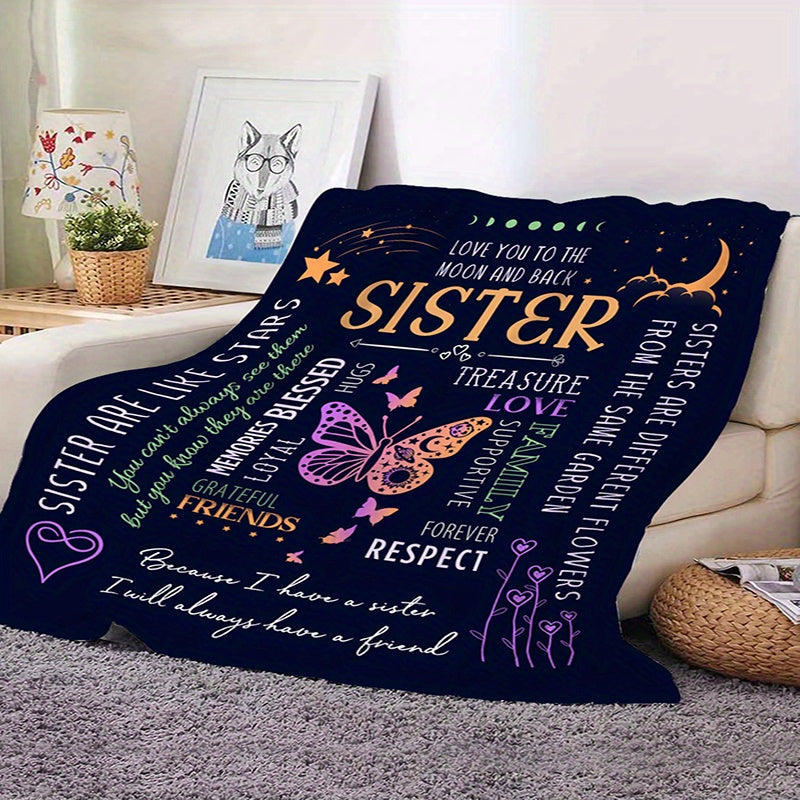 1pc Warm Super Soft Envelope Blanket, High-definition Printing Gift Blanket For Sisters, Flannel Blanket, Air Conditioning Office Nap Blanket