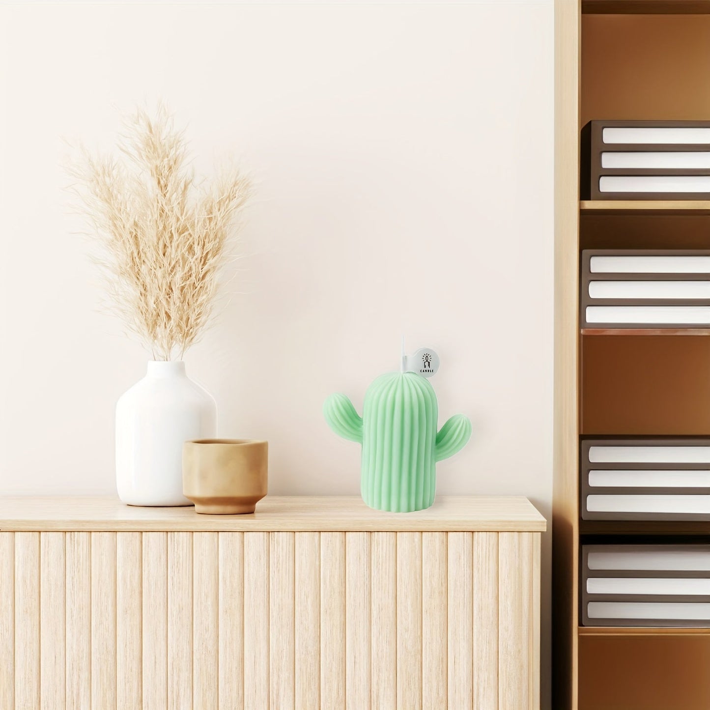 Rejuuv Cactus Shaped Scented Candle, Scented Candle For Wedding Holiday Decor, Handmade Soy Wax Aesthetic Candles For Women With Sage And Sea Salt Fragrance