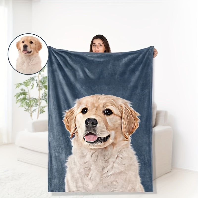 1pc Cozy Personalized Photo Blanket - Throws - Soft Customized Flannel Couch Throw with Meaningful Family, Friends, and Pet Pictures - Unique Gift Idea