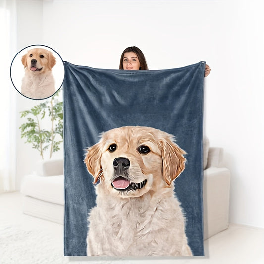 1pc Cozy Personalized Photo Blanket - Throws - Soft Customized Flannel Couch Throw with Meaningful Family, Friends, and Pet Pictures - Unique Gift Idea