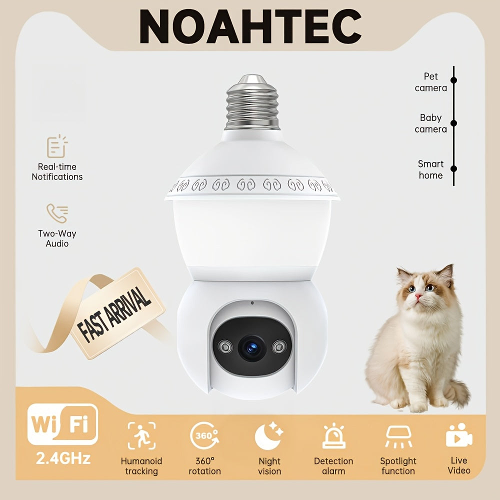 4MP Light Bulb Security Camera | 5G2.4G HD Camera | Wireless | 360-degree Night Vision, AI Body Detection, Two-way Calls, Continuous Recording