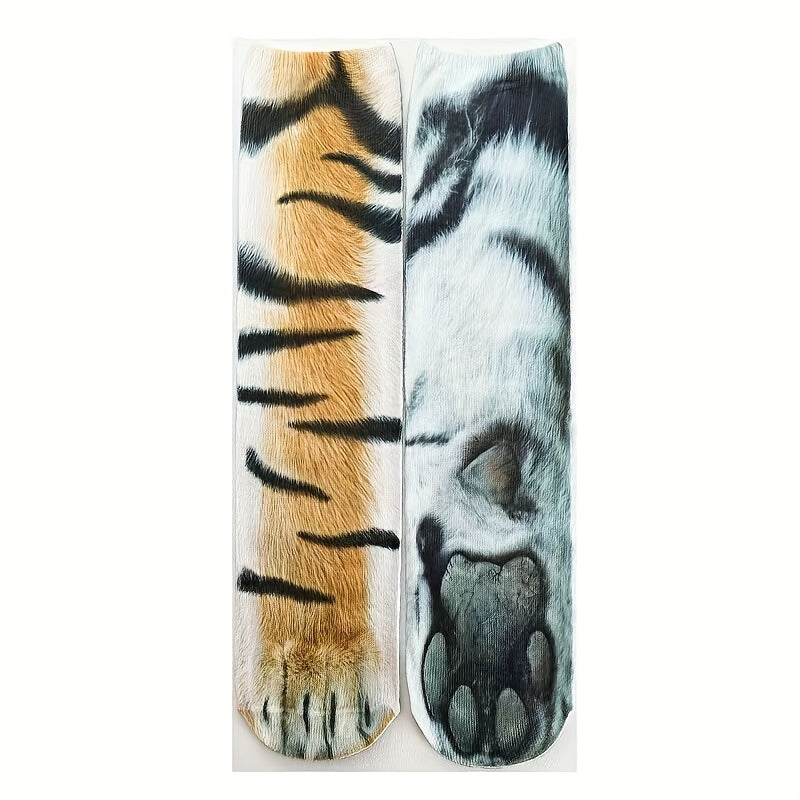 Paw-Tastic 3D Animal Print Socks – Unisex Novelty Crew Socks for Ultimate Comfort and Wild Style - Premium socks from Lizard Vigilante - Just $17.88! Shop now at Lizard Vigilante