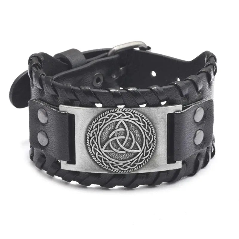 New Trendy Wide Leather Pirate Compass Bracelet Men's Bracelet Fashion Metal Compass Pattern Bracelet Accessories Party Jewelry - Premium Accessories from Lizard Vigilante - Just $17.99! Shop now at Lizard Vigilante