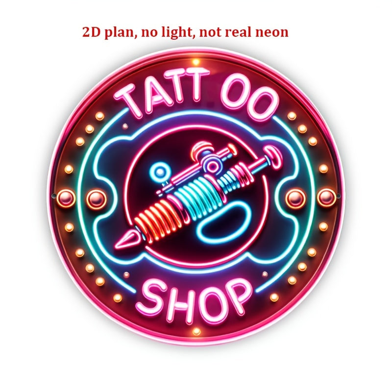 Round Iron Sign for Tattoo Parlors – 7.87x7.87 Inch Non-Electronic Foil Engraving Wall Art for Clubs, Studios, Garages, and Man Caves - Premium tin sign from Lizard Vigilante - Just $21.08! Shop now at Lizard Vigilante