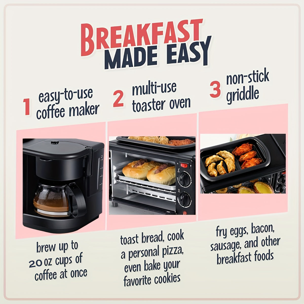 Nostalgia 3-in-1 Breakfast Station - Includes Coffee Maker, Non-Stick Griddle, And 4-Slice Toaster Oven - Versatile Breakfast Maker With Timer - Premium  from Lizard Vigilante - Just $109.99! Shop now at Lizard Vigilante