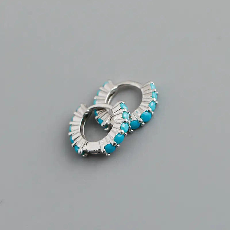 Circle-shaped Diamond Colorful Crystals Opal Zircon S925 Sterling Silver Earrings