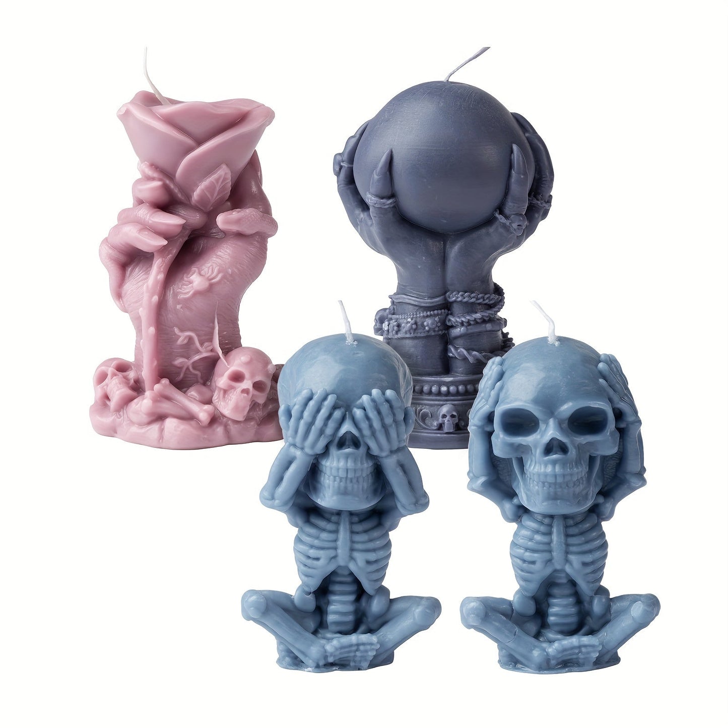 4 PCS Skull Creative Candles, Halloween Skull Scented Candle, Handcrafted DIY Aromatherapy Candle For Spooky Home Decoration, Halloween Gift Set