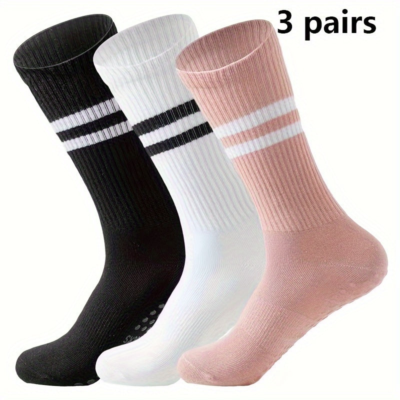 3pcs Women's Non-Slip Yoga & Pilates Socks with Grips - Breathable, Comfort Fit for Barre & Ballet, Yoga Socks, Pilates Socks - For Women - Suitable for Yoga, Pilates, Barre & Ballet - Perfect Gift for Fitness Enthusiasts