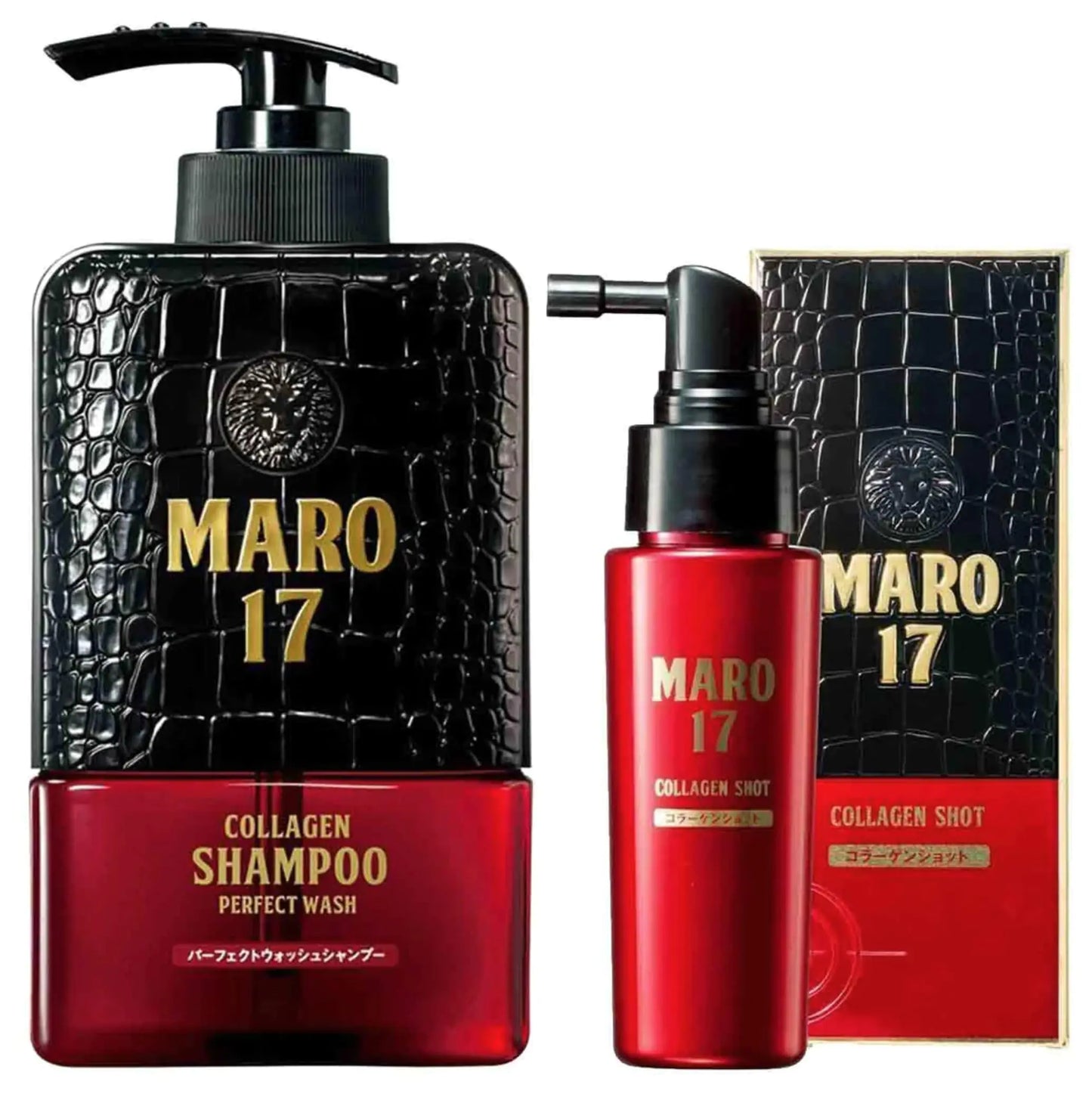 MARO17 Collagen Shampoo Perfect Wash & Collagen Essence | Hair Thickening Shampoo For Men - Declog Scalp Pores & Promote Fuller Hair - Hair Growth Shampoo Mens Shampoo & Hair Growth Serum Duo