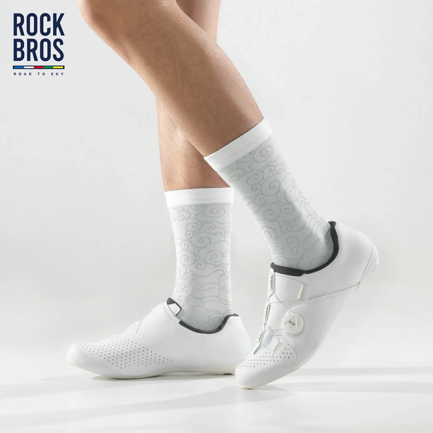 ROCKBROS Road to Sky Bike Socks Breathable Fabric Antibacterial Long Ride Cushioned