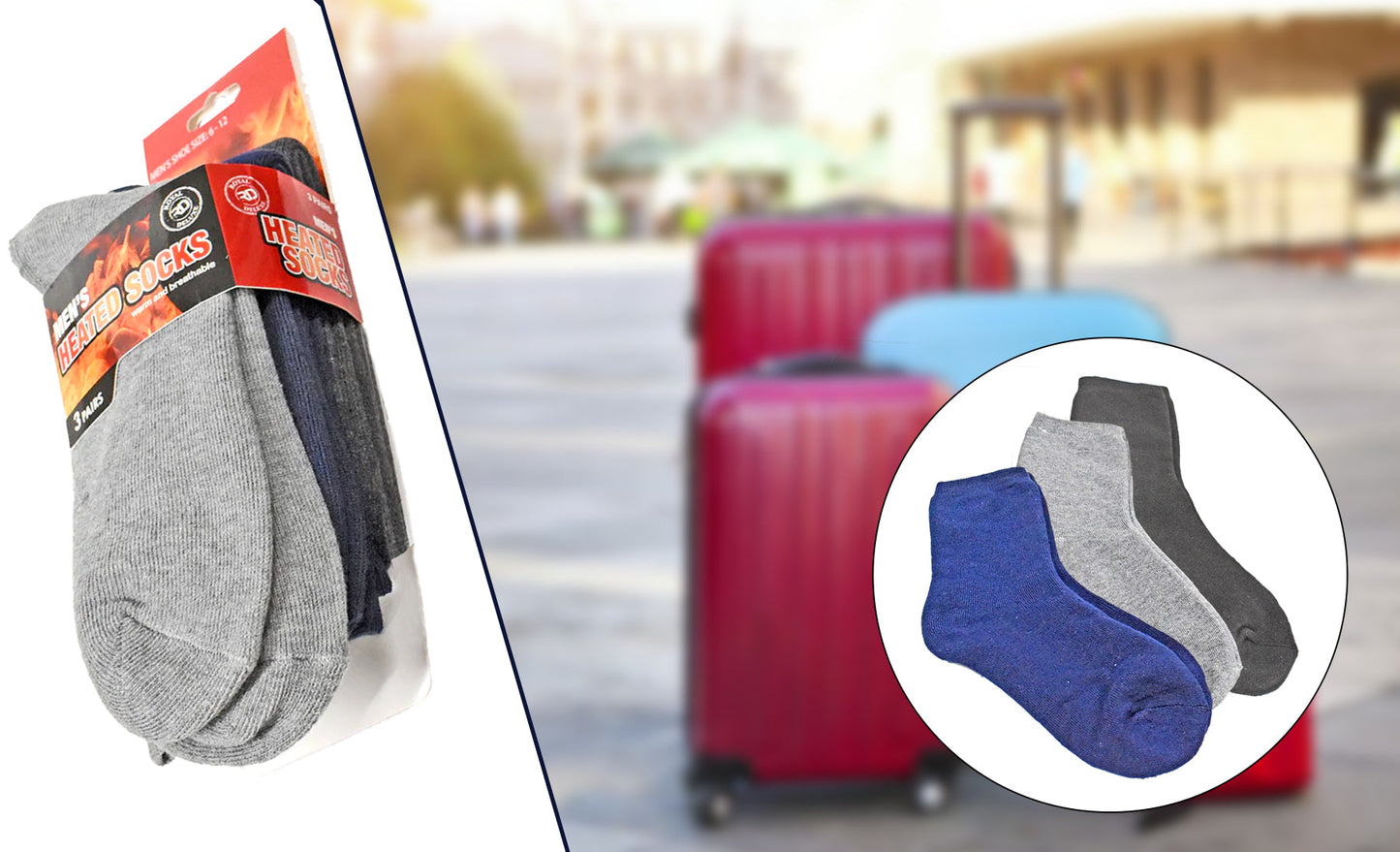 6-Pairs Men’s Heated Crew Socks