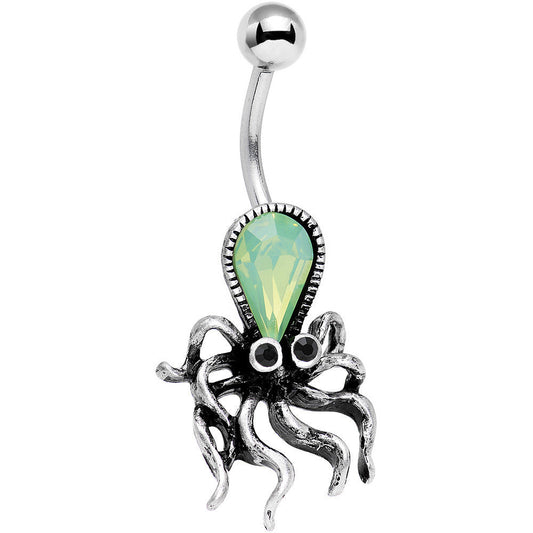 Light Green Faux Opal Thoughtful Octopus Belly Ring