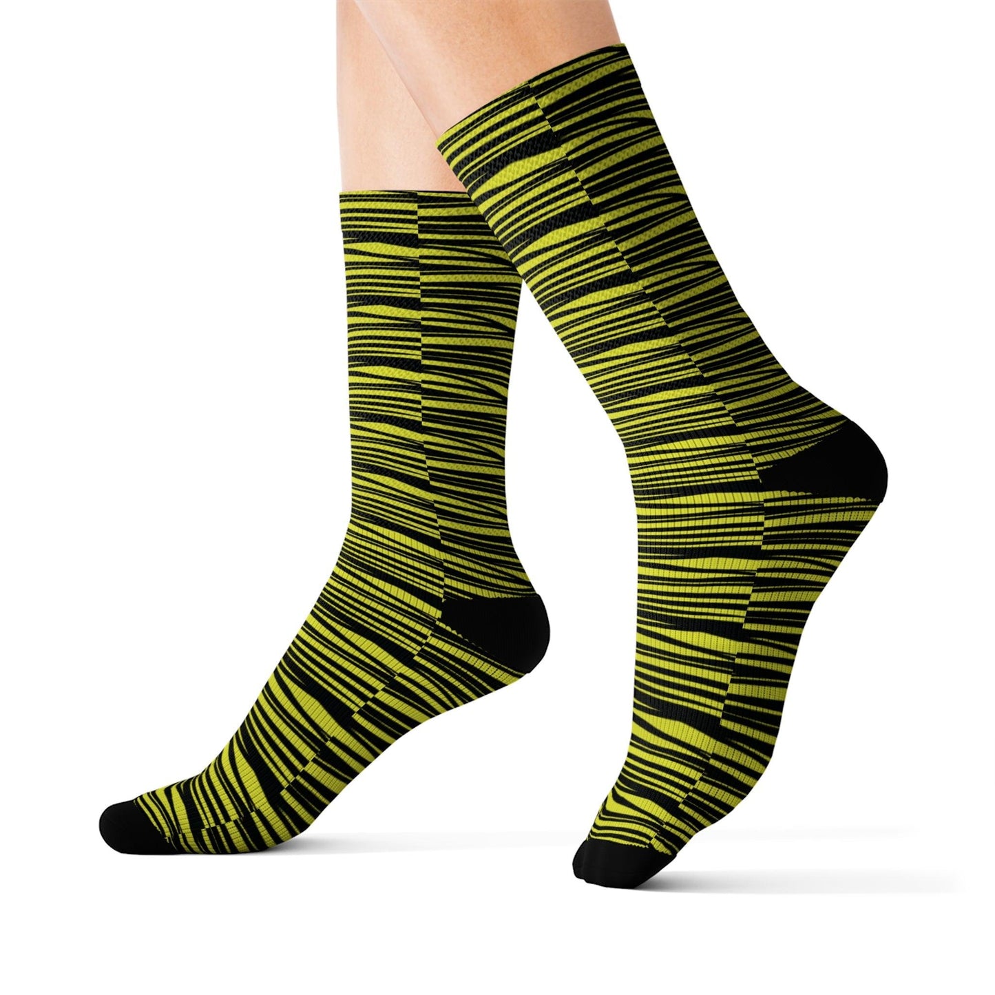 Black Yellow Sublimation Socks - Lizard Vigilante