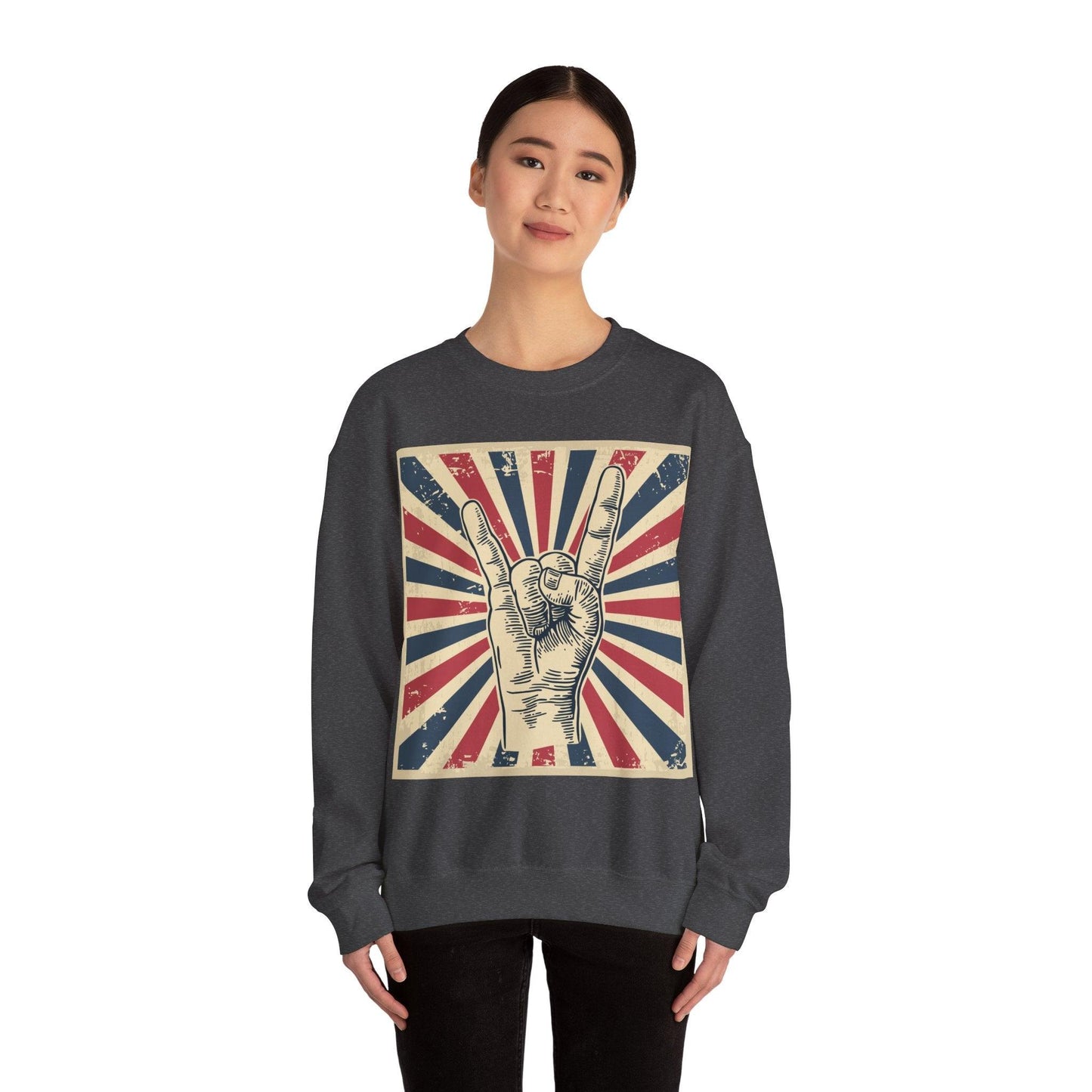 Patriotic Rock On Unisex Heavy Blend™ Crewneck Sweatshirt - Lizard Vigilante