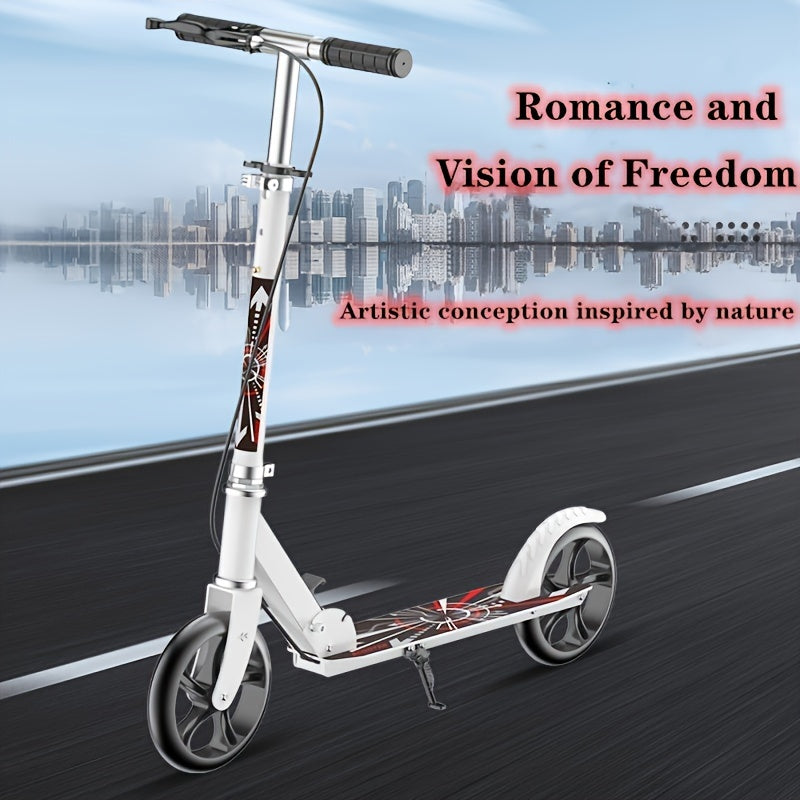 Double Brake Foldable Adult and Youth Scooter – Adjustable Height, Lightweight, Maximum Load Capacity 220LB - Premium  from Lizard Vigilante - Just $74.88! Shop now at Lizard Vigilante