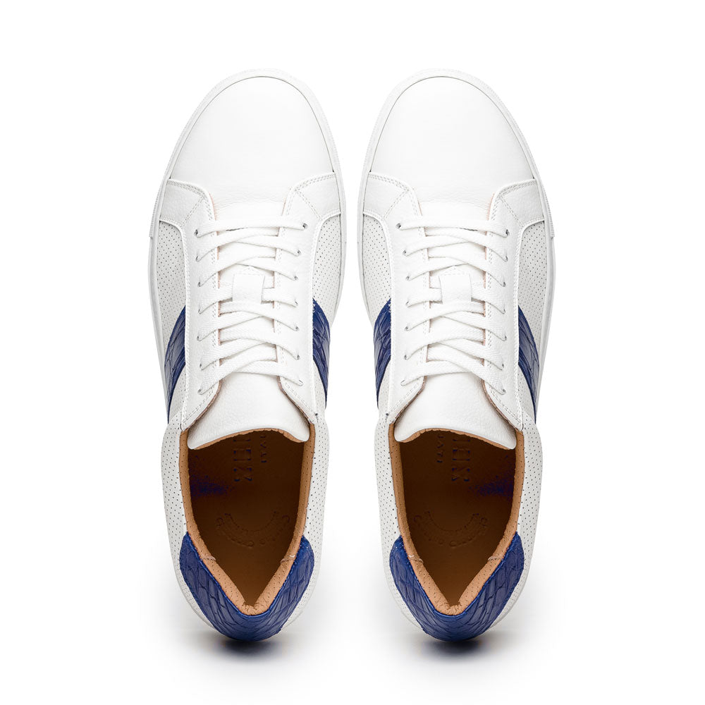 61-101-NVY OLYMPIAS Italian Calfskin and Crocodile Stripe, Navy