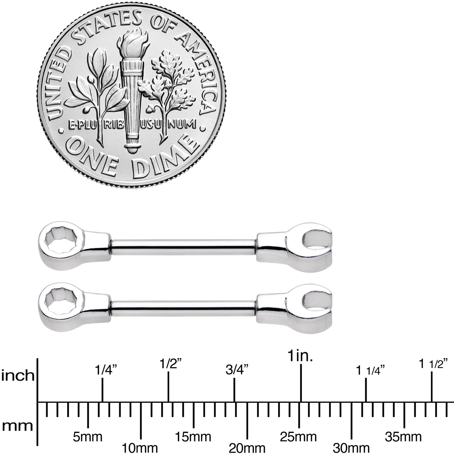 14G 13mm Combo Wrench Barbell Nipple Ring Set